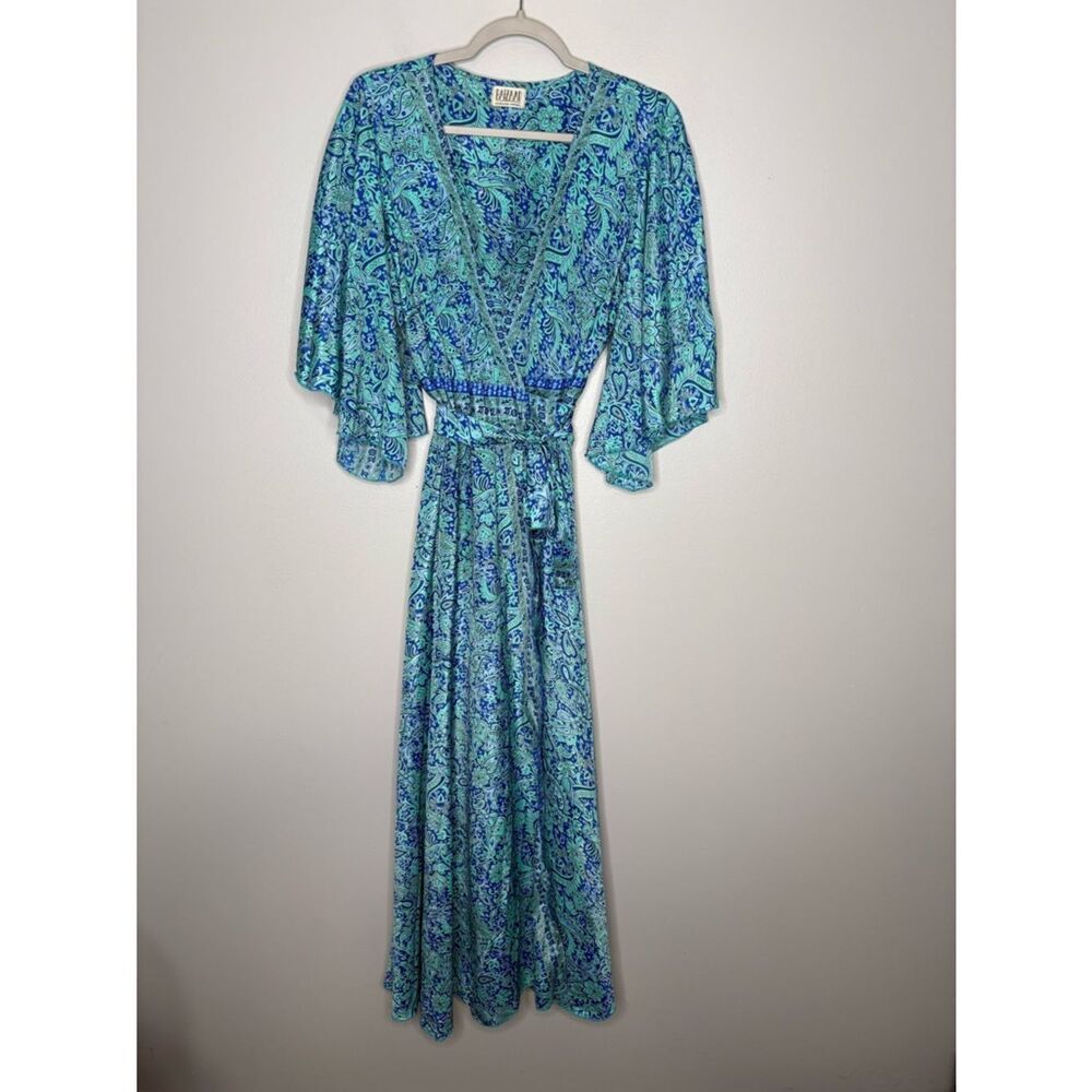 Baizaar Silk Wrap Paisley Floral Printed Dress